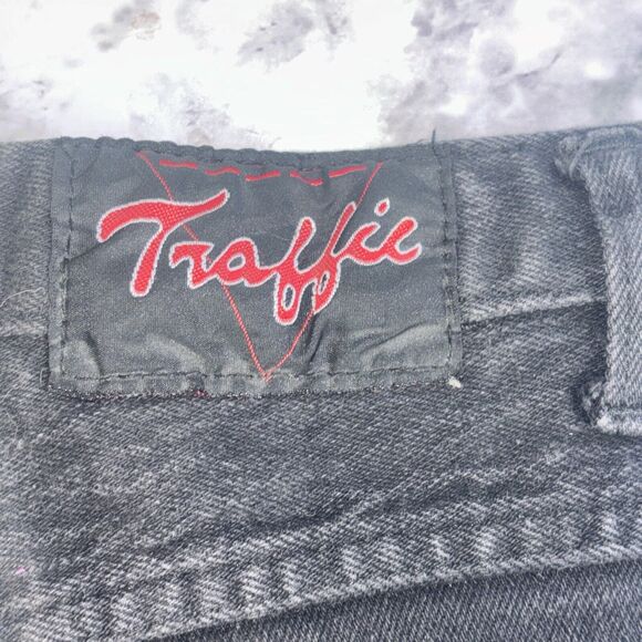 VTG Vintage Traffic Jeans Black 5 Pocket Retro Tapered Leg Rock Size 5/6 - Picture 15 of 16
